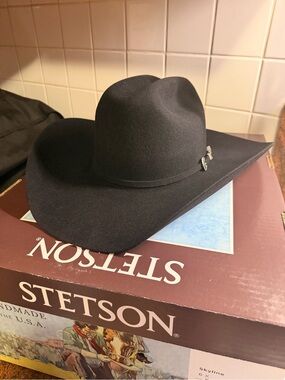 Stetson 6X Skyline Black Fur Felt Western Cowboy Hat 7 1/4